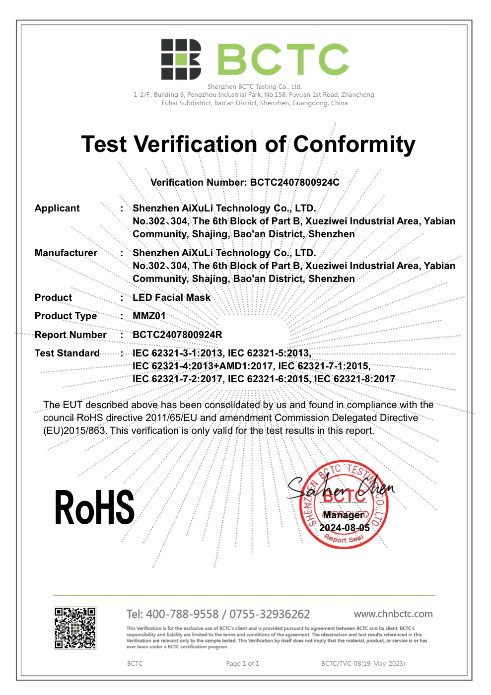 RoHS Certificate