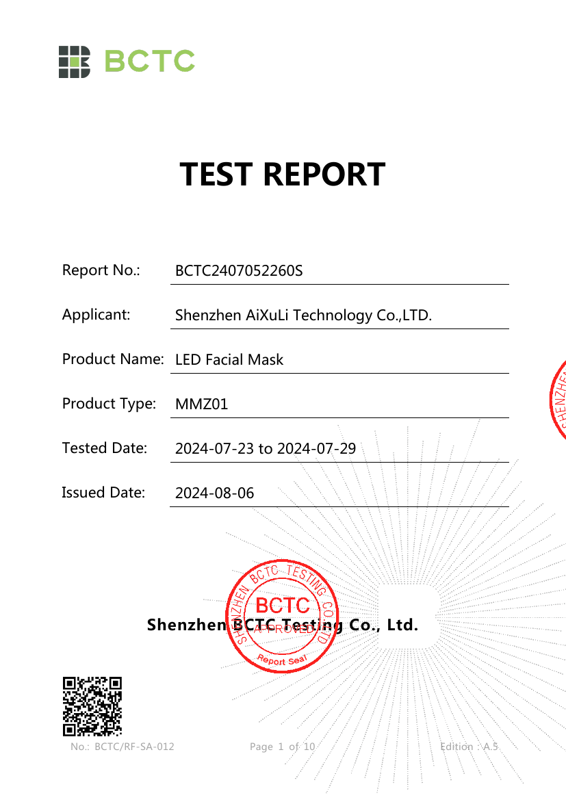 IP67 test report BCTC2407052260S for LED Facial Mask MMZ01